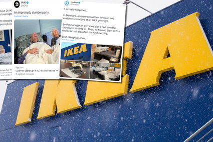 IKEA przez śnieżycę przyjęła klientów na noc. Jedli cynamonowe bułeczki, oglądali mecz i spali w łóżkach z wystawy