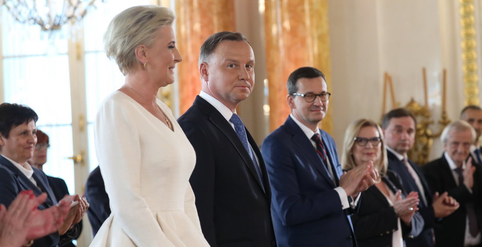 Agata Kornhauser-Duda i Andrzej Duda podczas uroczystości wręczenia uchwały PKW o wyborze na prezydenta