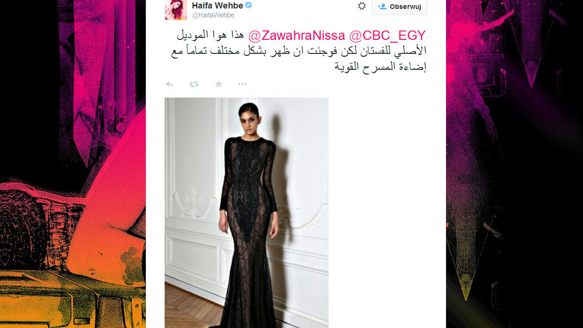 W świecie arabskim zawrzało, a wszystko za sprawą sukienki, którą miała na sobie libańska aktorka i piosenkarka - Haifa Wehbe.