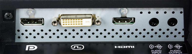 Przegląd cyfrowych gniazd wizyjnych w monitorach: od lewej mamy DisplayPort, DVI i HDMI