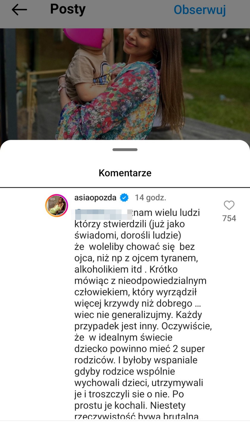 Joanna Opozda wdała się w polemikę z internautami. 