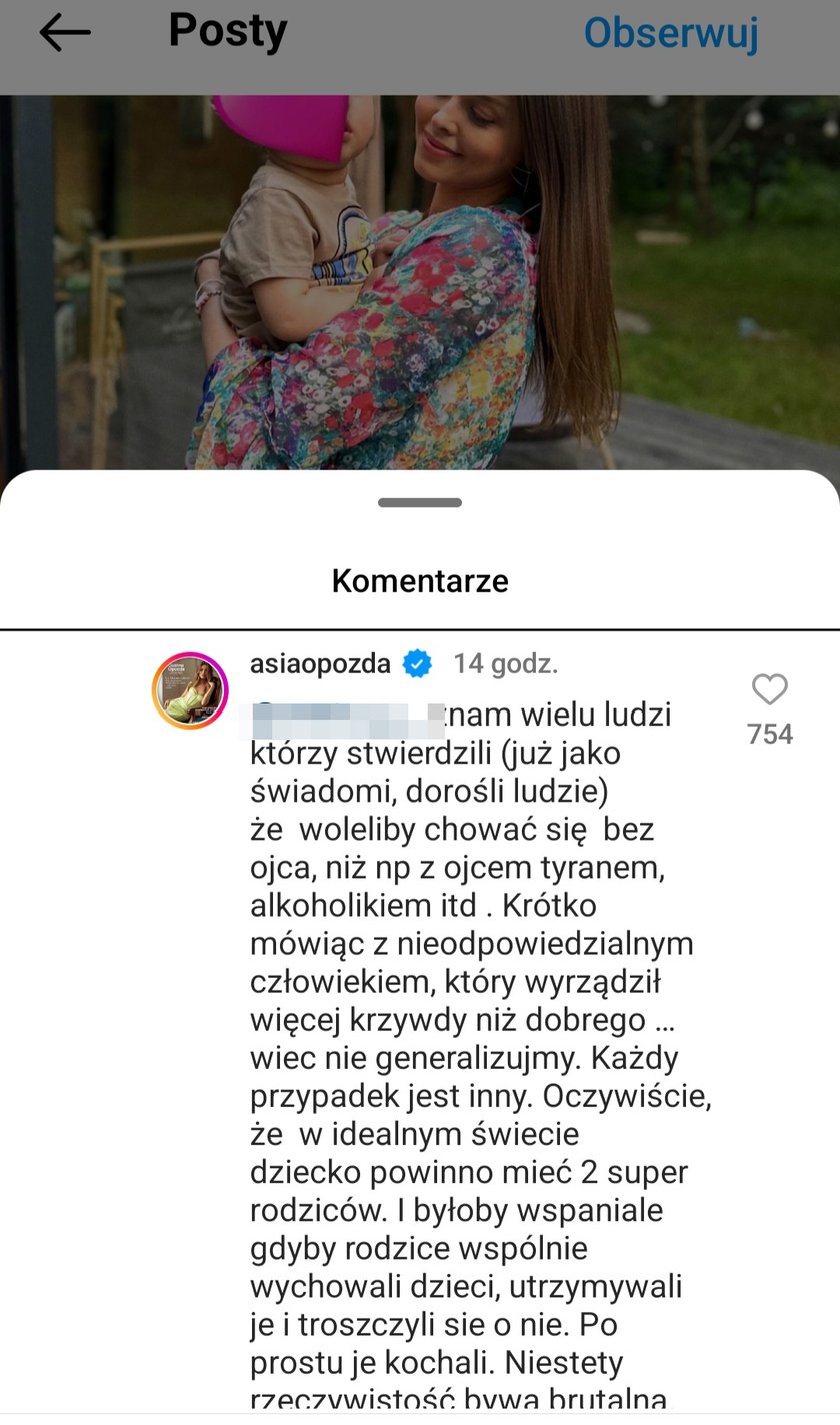 Joanna Opozda wdała się w polemikę z internautami. 