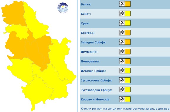 Meteo alarm za subotu