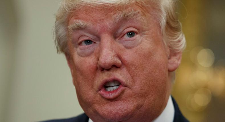 In this Wednesday, May 3, 2017, file photo, President Donald Trump speaks during a school choice event in the Roosevelt Room of the White House in Washington.