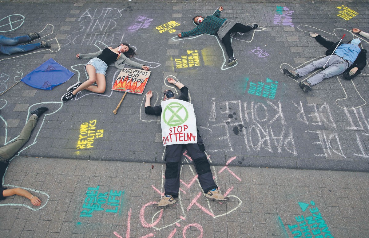 20 maja 2020 r., protest aktywistów Extinction Rebellion na terenie elektrowni węglowej Datteln 4 w Niemczach