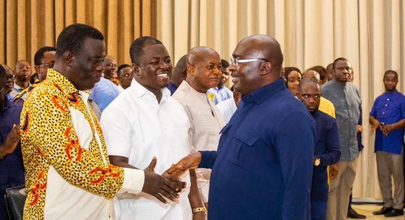 Dr Mahamudu Bawumia with YEA officers