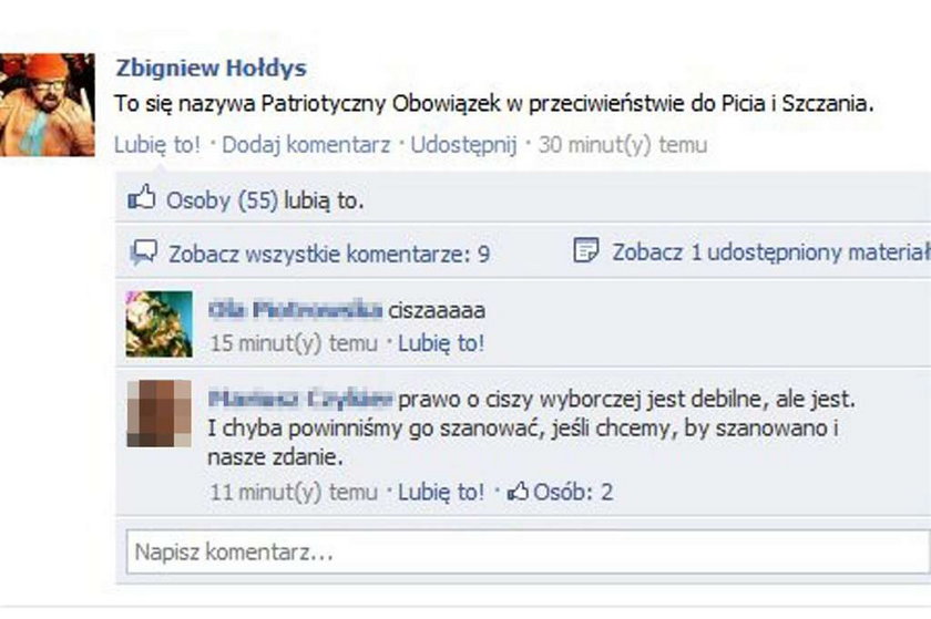 Hołdys zaagitował? Zobacz jego wpis z Facebooka