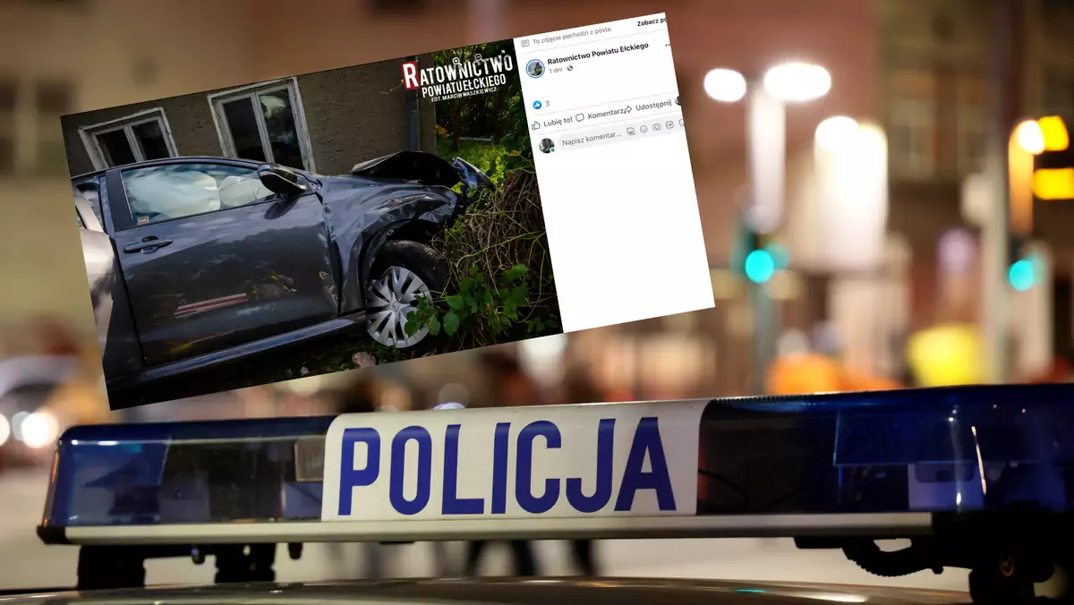 Kierowca Renault próbował ominąć kurę. Wtedy doszło do wypadku z nieprzepisowo jadącą Toyotą (Facebook: Ratownictwo Powiatu Ełckiego)