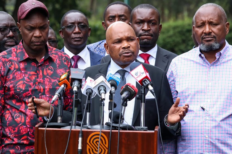 File image of Raila Odinga campaign secretariat spokesman Prof Makau Mutua addressing the press on April 1, 2022