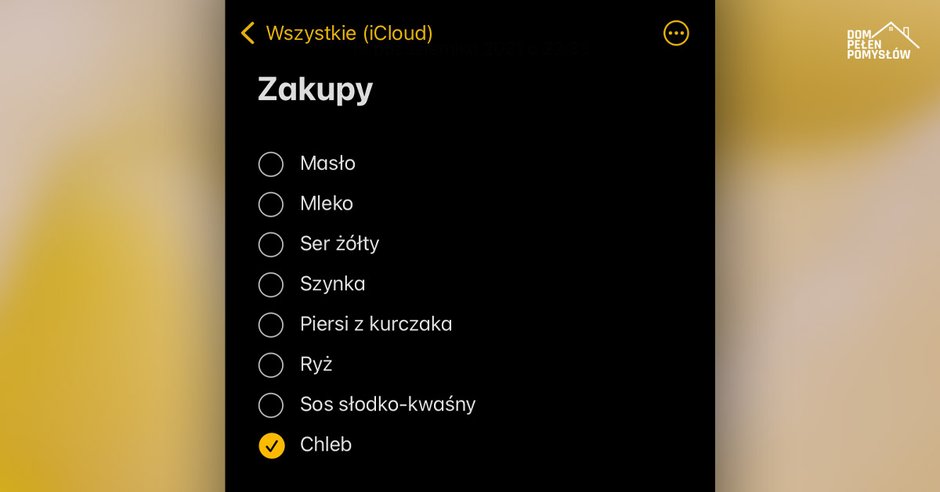 Aplikacja notatek w telefonie, jako lista zakupów