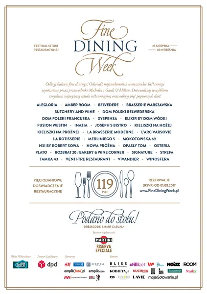 Jesteśmy przeszczęśliwi, że znaleźliśmy się w gronie patronów Fine Dining Week!