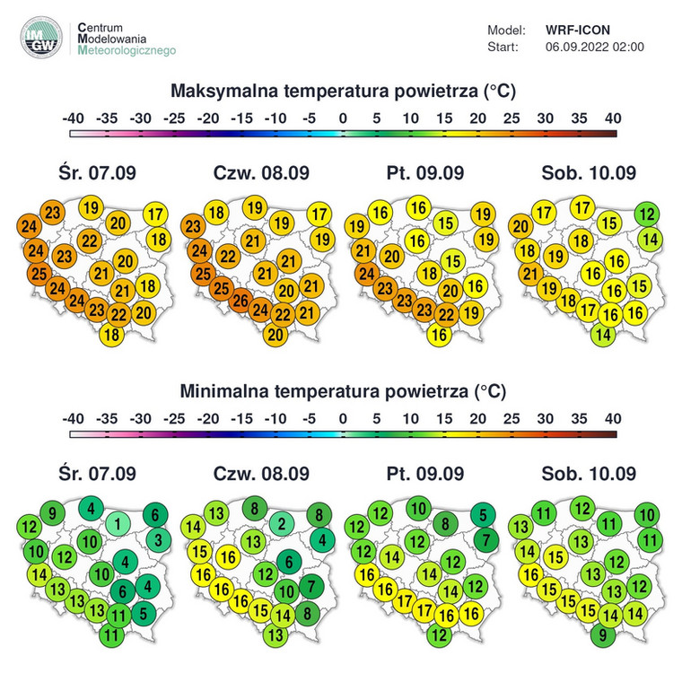 Temperatury powietrza w najbliższych dniach