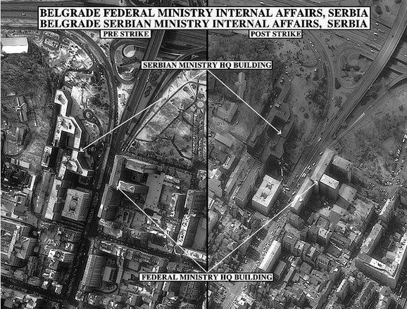 U NATO bombardovanju poginulo je najmanje 758 ljudi - zgrada MUP-a u Beogradu pre i posle napada