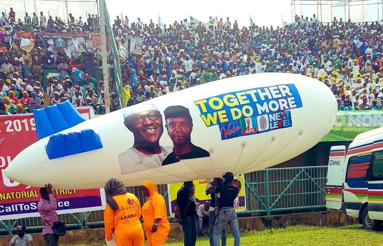 On Saturday, February 9, 2019, the All Progressives Congress (APC) held a rally at the Teslim Balogun Stadium in Lagos, where the party presented its presidential candidate Mr. Muhammadu Buhari and his deputy Prof. Yemi Osinbajo, to a crowd of supporters. 