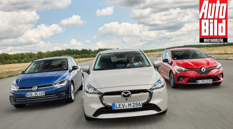 Mazda2 Facelift versenyben a Renault Clioval és a Volkswagen Poloval / Fotó: Auto Bild