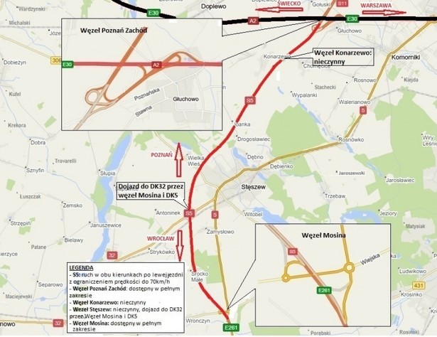 Mapa drogi ekspresowej S5, źródło: GDDKiA