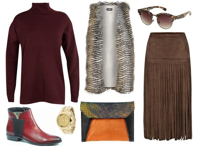 Golf – Bialcon/bialcon.com.pl, kamizela i spódnica– MOSQUITO/mosquito-sklep.pl, buty – Caprice/caprice.pl,  torebka – antbag by ania/antbags.pl