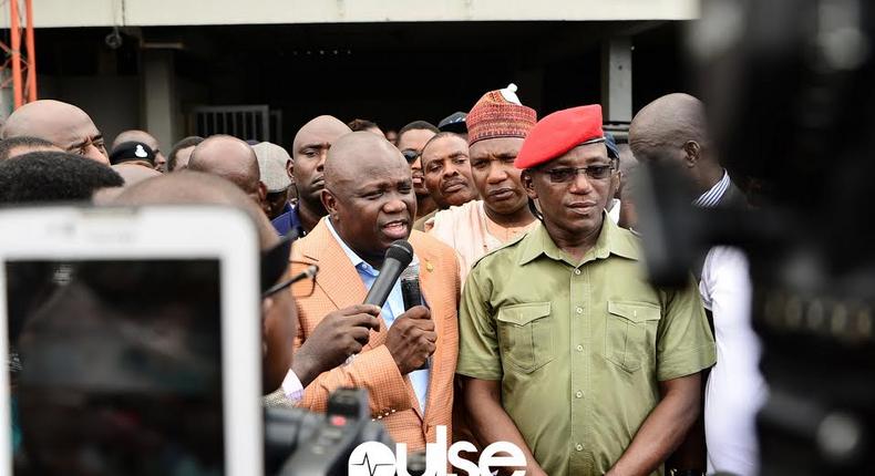 Sports Minister Solomon Dalung and Governor of Lagos Akinwunmi Ambode 