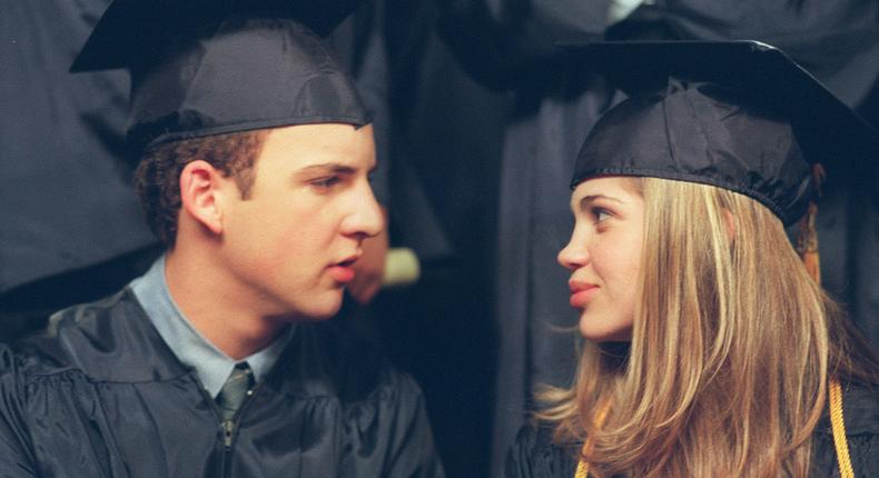 Savage and Fishel in the 1998 Boy Meets World episode called Graduation.ABC Photo Archives/Disney General Entertainment Content via Getty Images