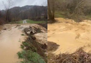 Izlivanje bujične reke u selu Osonica kod Ivanjice