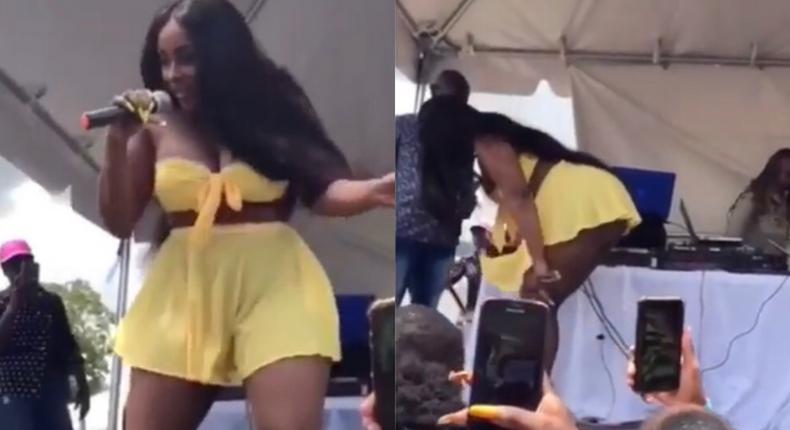 Musician removes her panties on stage