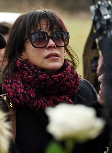 Francuska aktorka, długoletnia partnerka Andrzeja Żuławskiego Sophie Marceau podczas pogrzebu reżysera