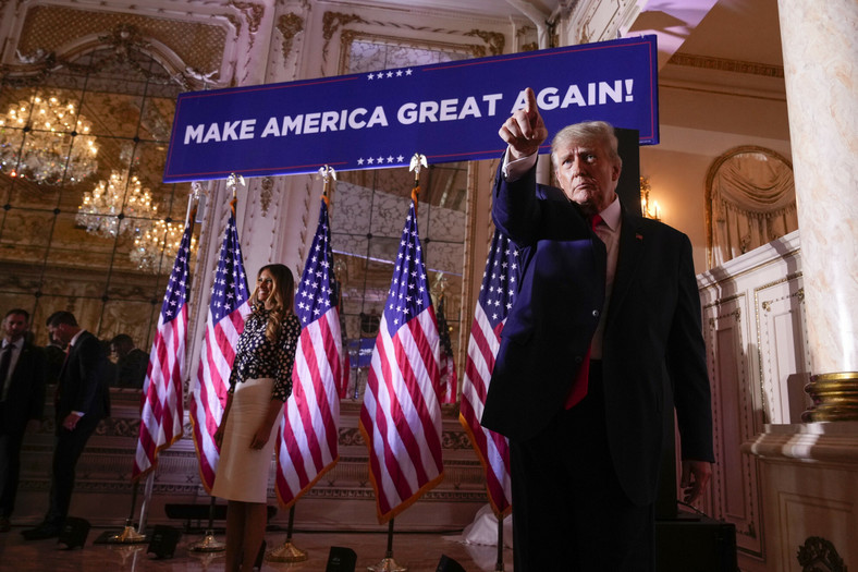 Donald Trump ogłaszający start w wyborach prezydenckich, 15 listopada 2022 r.