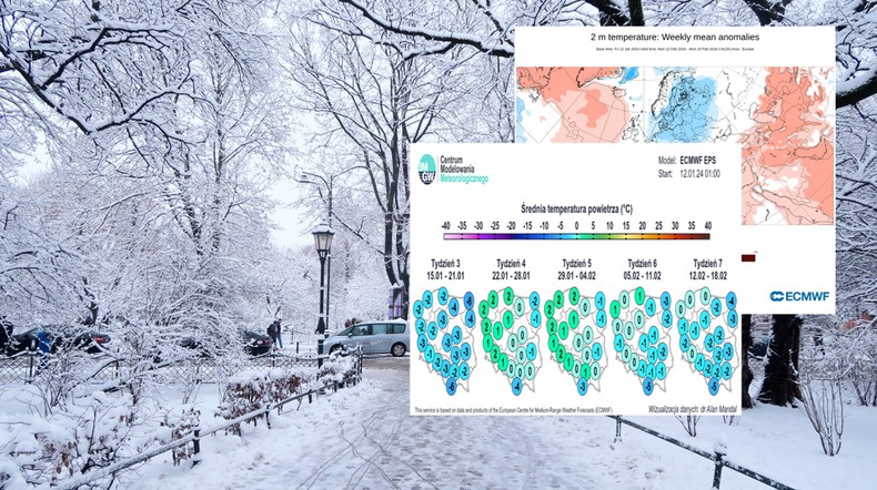 Sroga zima może powrócić w lutym (screeny: IMGW/ECMWF)