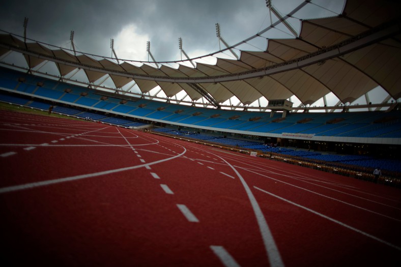 Jawaharlal Nehru Stadium, główna arena Igrzysk Wspólnoty Narodów, które rozpoczną się w październiku 2010 r. Widok z bieżni. Fot. Brian Sokol/Bloomberg