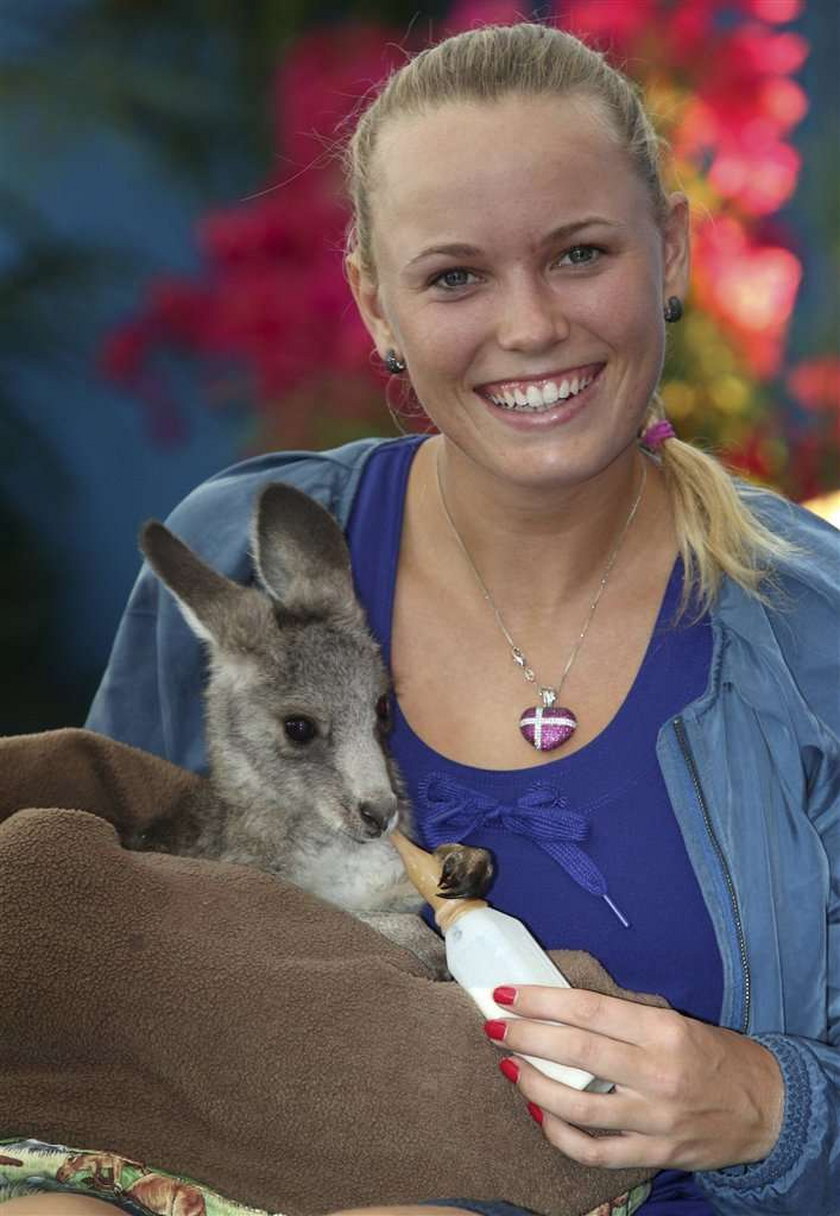 Piękna tenisistka i malutki kangurek