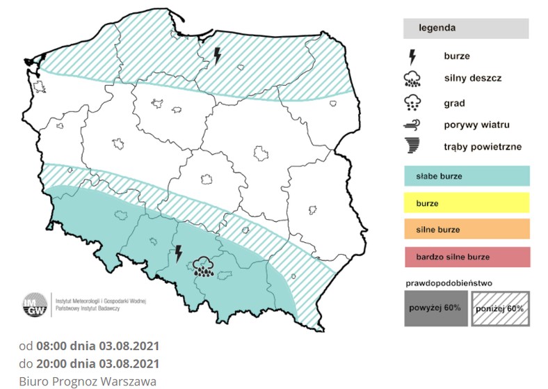 Prognoza burz na wtorek