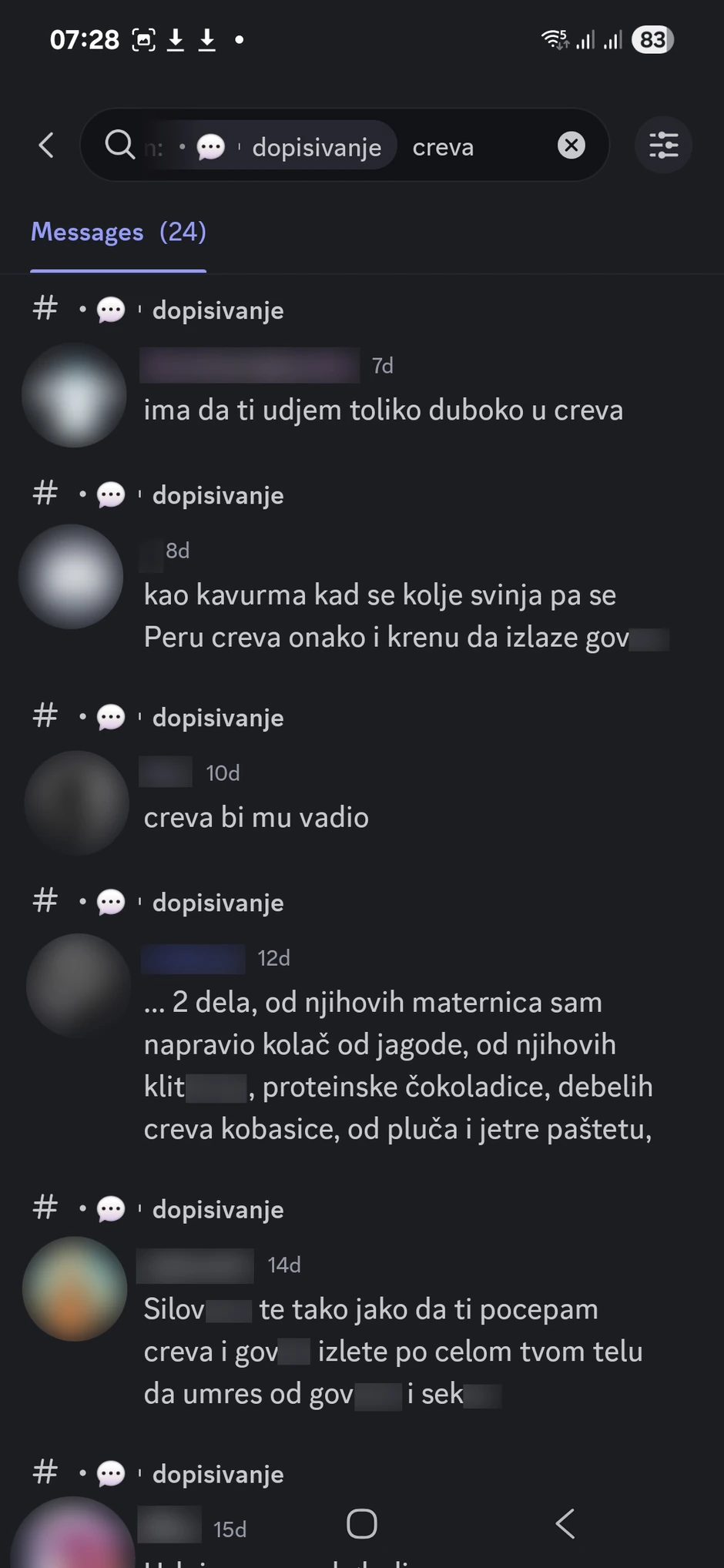 Uznemirujuće poruke na Discordu