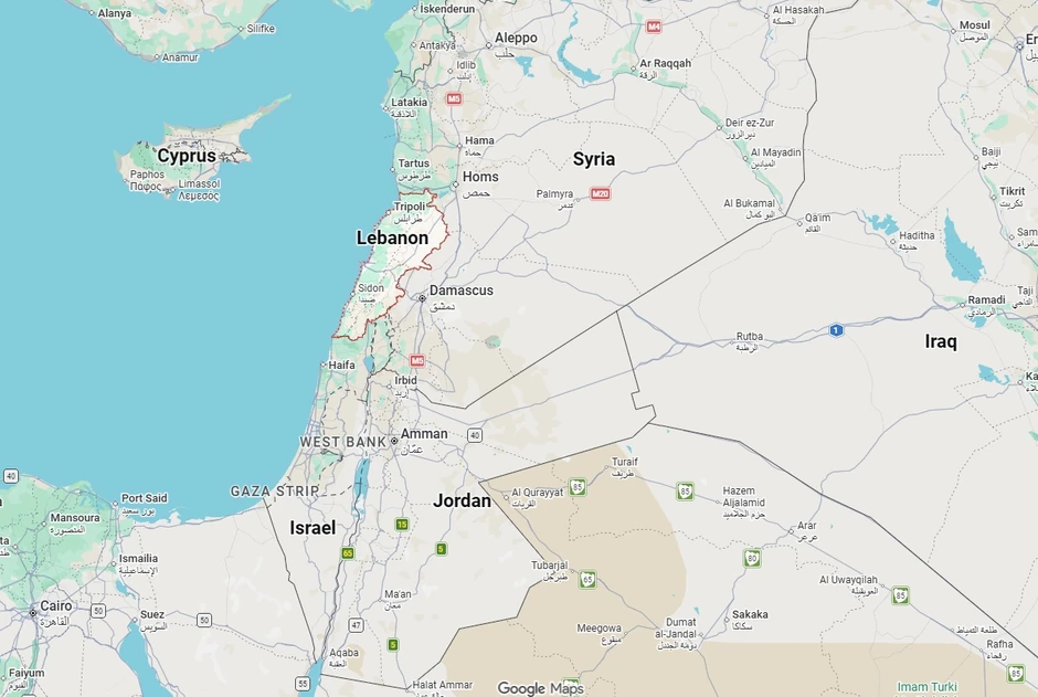 Liban na mapi u širem okruženju