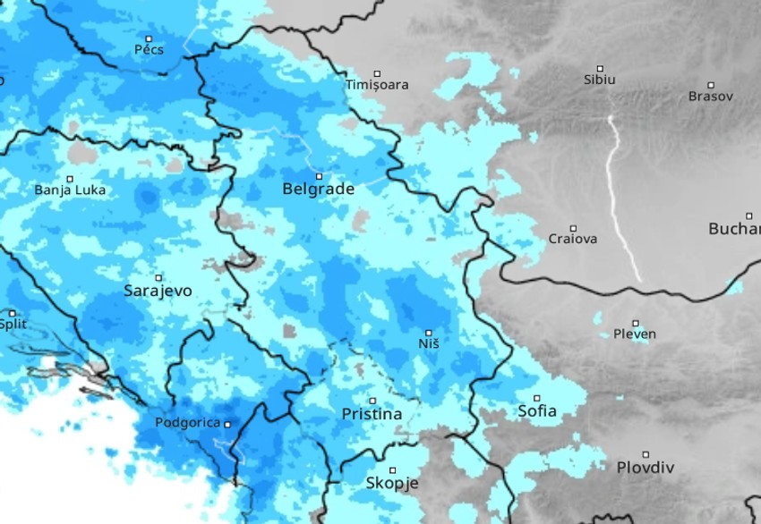 Kiša u Srbiji u 15h u nedelju