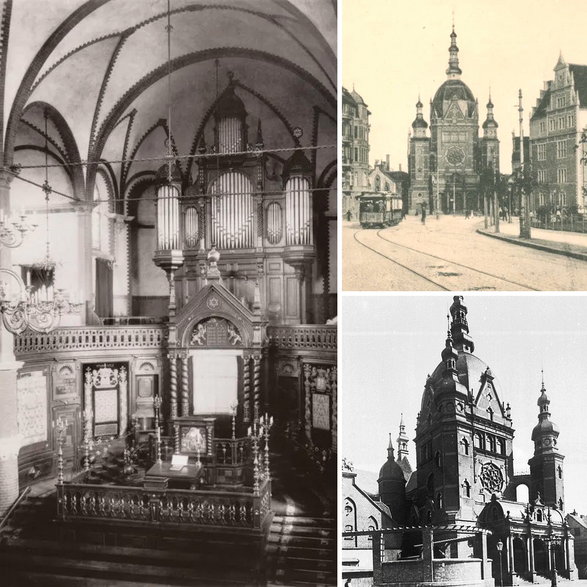 Wielka Synagoga w Gdańsku / wnętrze na zdjęciu z 1889 r.