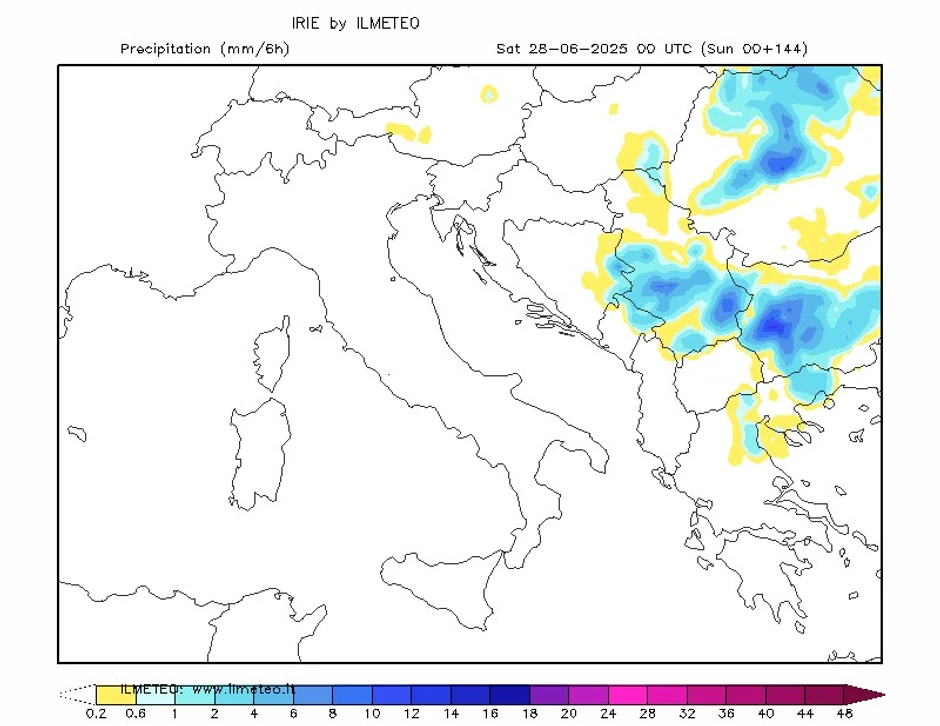 Padavine u noći između petka i subote