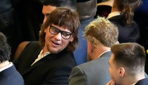 Theo Vonn talks to Jake Paul at Trump's inauguration.Pool/Getty Images