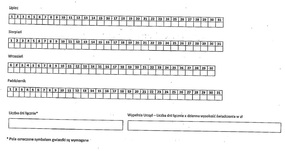 Fragment Karty osoby przyjętej do zakwaterowania — załącznika do wniosku o świadczenie pieniężne za pomoc uchodźcom z Ukrainy.