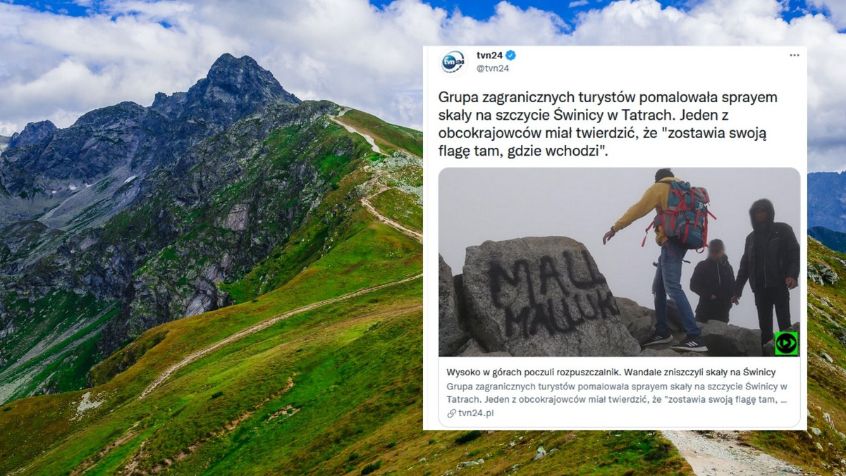 Tatry. Wandale pomalowali sprayem skały na Świnicy