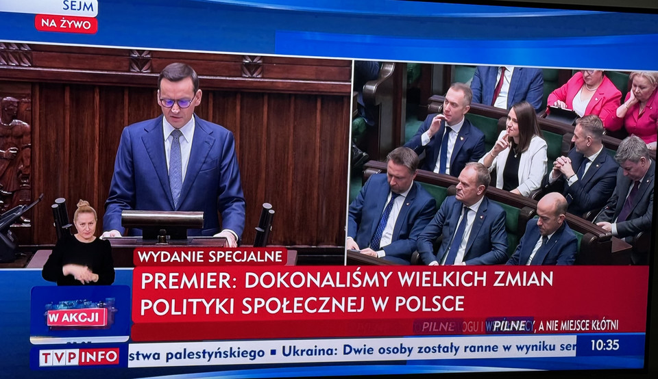 Tak TVP Info i TVN24 pokazywały exposé Mateusza Morawieckiego 