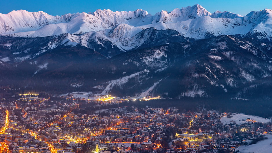 Zakopane i Tatry nocą