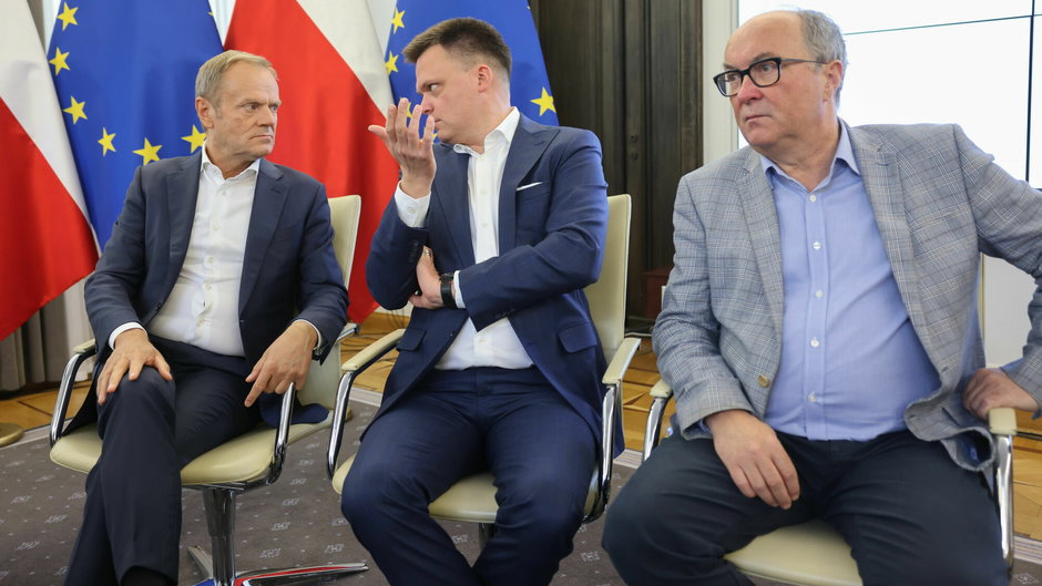 Donald Tusk, Szymon Hołownia, Włodzimierz Czarzasty