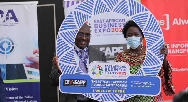 The Third Deputy Prime Minister and Minister for East African Affairs, Rebecca Kadaga, during the launch of the expo.