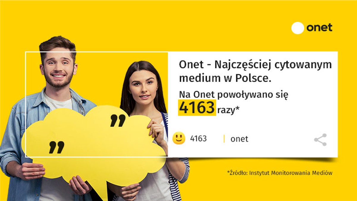 Według raportu IMM opublikowanego przez Wirtualne Media, w lutym na Onet powoływano się blisko 4163 razy. Nasz portal jest liderem tego zestawienia od marca ubiegłego roku. 