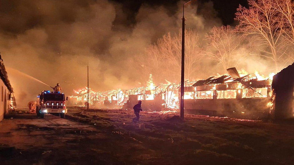 Pożar budynków gospodarczych