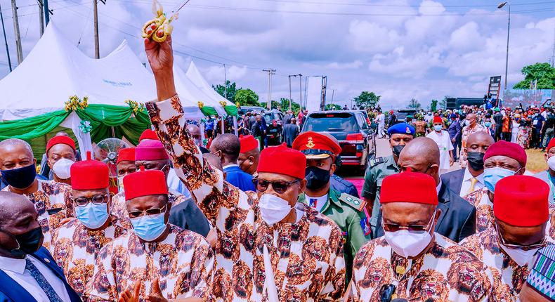 President Muhammadu Buhari visits Imo state. (Channels)