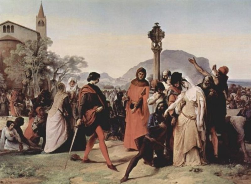 Nieszpory sycylijskie (Francesco Hayez, 1846 r., domena publiczna).