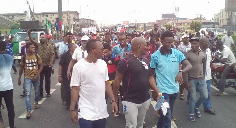 Labour unions protest against government policies in Lagos on February 9, 2017