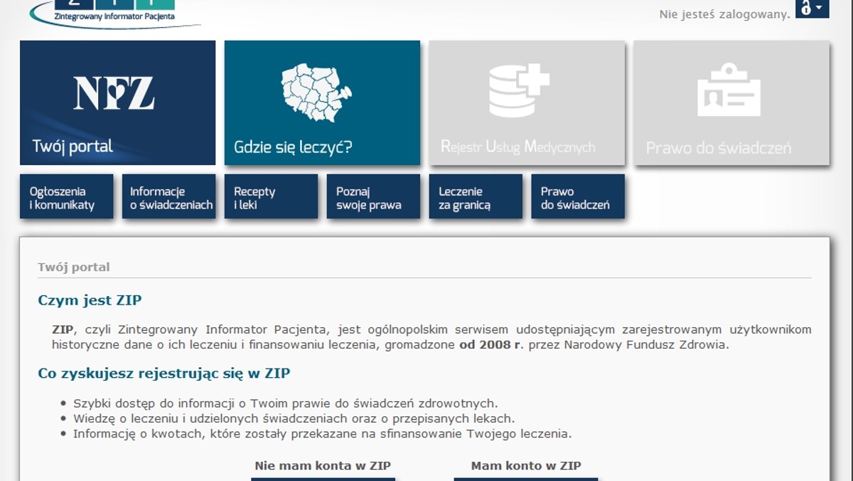 Ile kosztowała wizyta u stomatologa? Ile wyniosła dopłata do ostatnio zrealizowanej recepty? Na te i wiele innych pytań znajdziemy odpowiedź dzięki Zintegrowanemu Informatorowi Pacjenta. Pacjenci korzystają z serwisu od 1 lipca. W pierwszym miesiącu funkcjonowania systemu tylko na terenie województwa śląskiego, Narodowy Fundusz Zdrowia wydał ponad 19 tys. 386 loginów i haseł dostępowych do ZIP-u. Zanotowano 12 skarg oraz 58 zapytań.