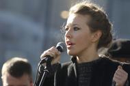 Television host and opposition activist Sobchak delivers a speech during a demonstration for fair el